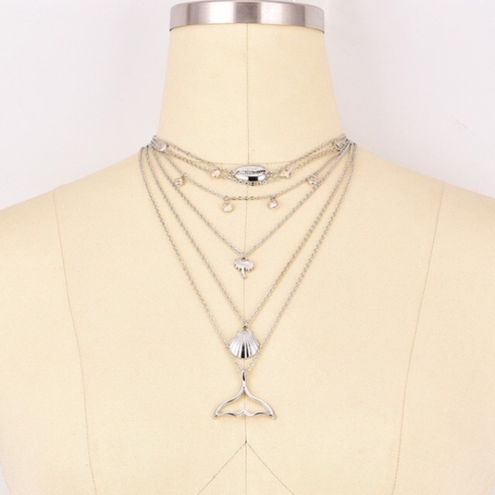 💕New! Silver multi-layered boho choker necklace - Picture 3 of 4